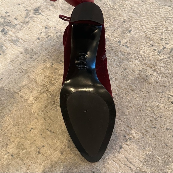 STUART WEITZMAN Gardiner Burgundy Suede Booties Ankle Boots Size 10 Unworn - Picture 9 of 12
